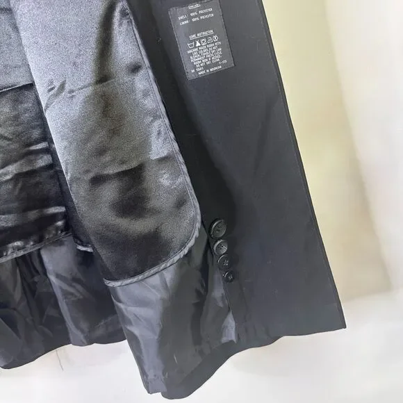 FLEET STREET Coat Women 14 P Black Trench Vintage Overcoat Removable Zip Lining - Picture 6 of 15